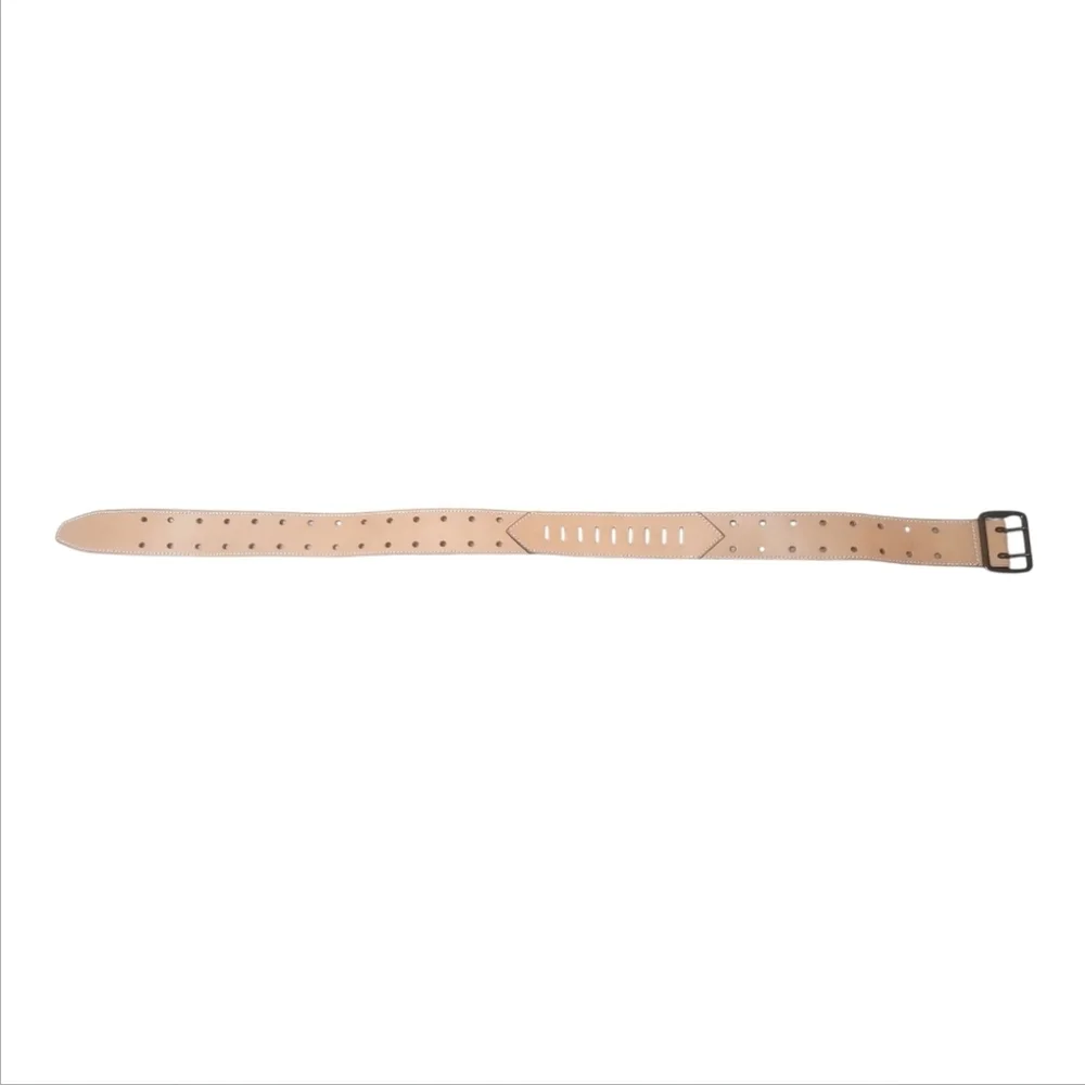ALAIA | Tan Leather Wide Belt FR 70 | Double Prong Buckle
